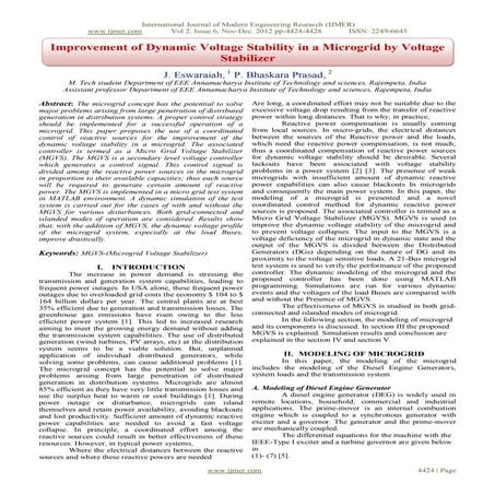 Improvement of Dynamic Voltage Stability in a Microgrid by Voltage  Stabilizer
