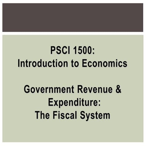 Topic 9 - Government Revenue & Expenditure