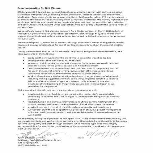 2016-10 CTS Letter of Recommendation from Brian Schlosser