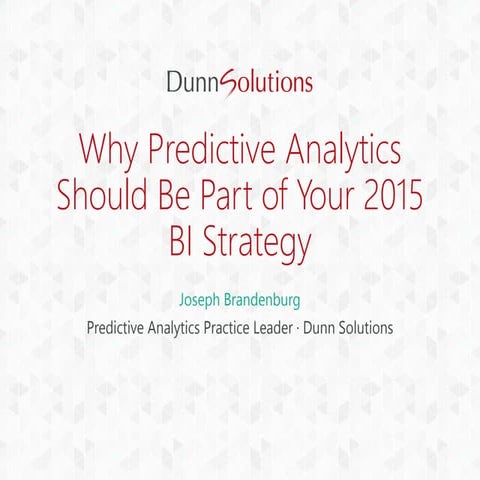 Why Predictive Analytics Should Be Part of Your 2015 Strategy Final