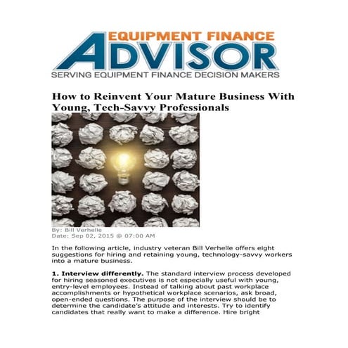 2015 09 EFAdvisor Article - How to Reinvent Your Mature Business With Young (...