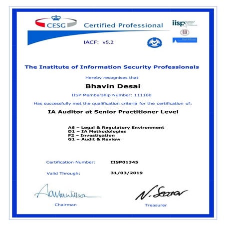 IISP01345 IA Auditor Senior_Desai