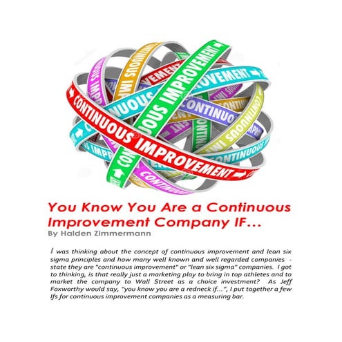 Zimmermann, Halden, Are you a continuous improvement company 2015