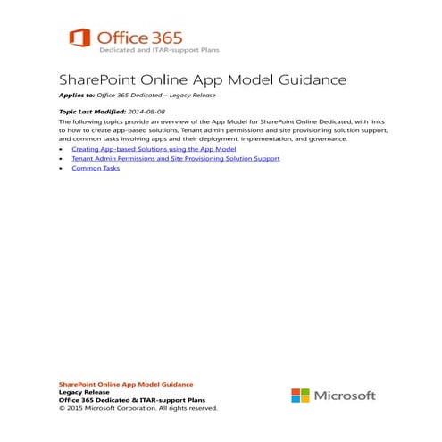 SharePoint Online App Model Guidance