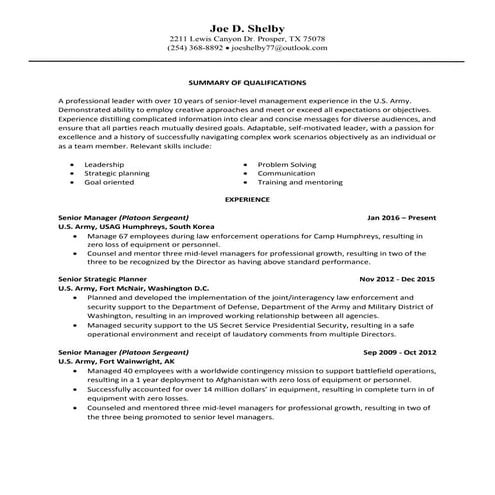 Joe Shelby Resume | PDF