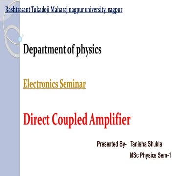 Coupling of Amplifiers- Direct coupled amplifier
