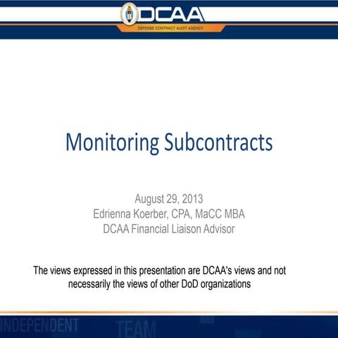 DCAA - Monitoring Subcontracts | PPTX