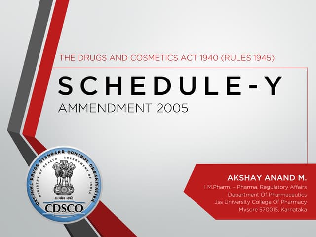 D&C Act 1940 Schedule Y - A Present...