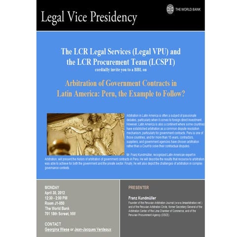 Arbitration of Government Contracts in Latin America: Peru, the Example to Fo...