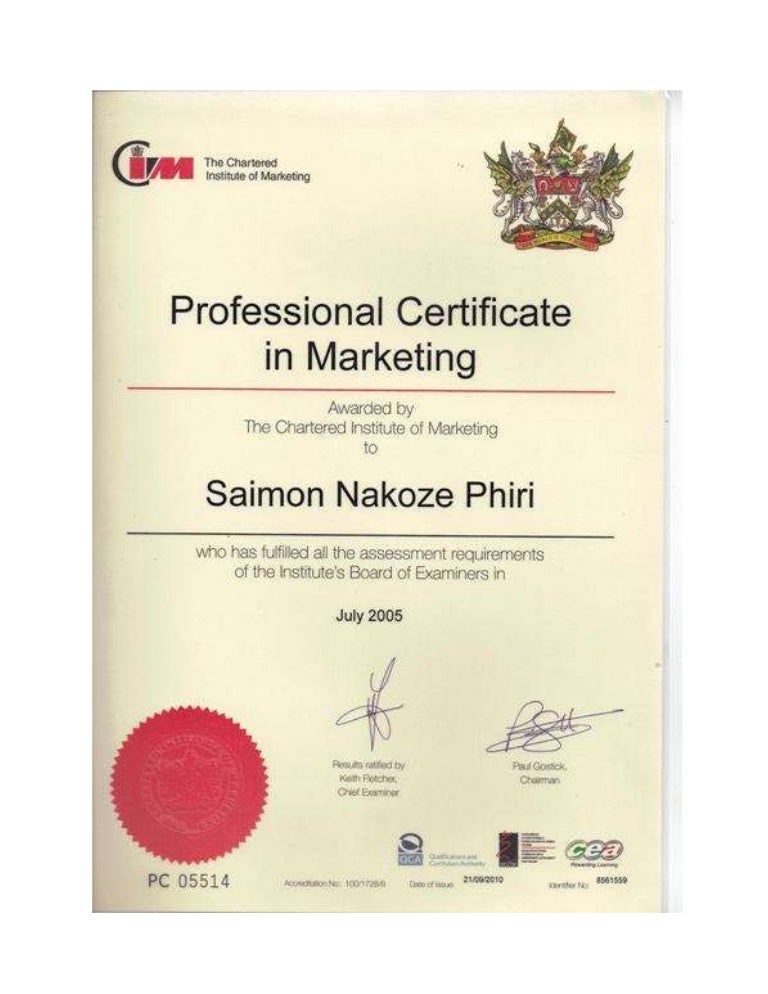 CIM Professional Certificate in Marketing