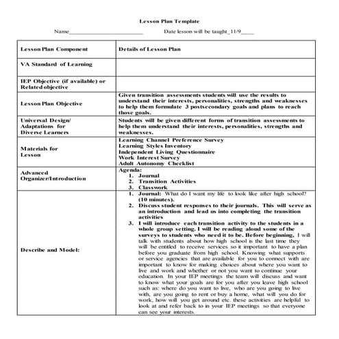 Transition Assessment | DOCX
