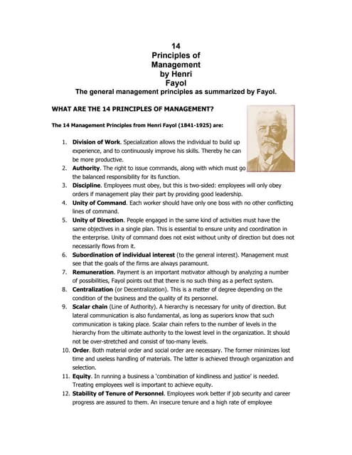 14 Principles of Management by Henri Fayol