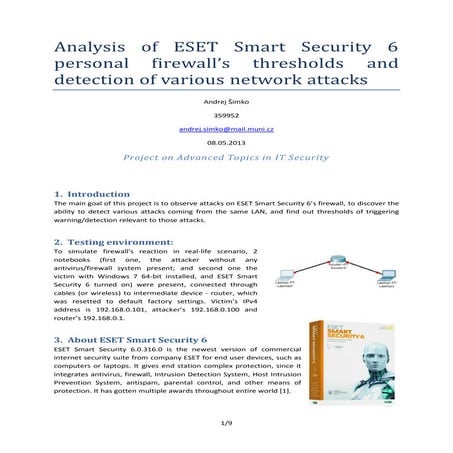 Analysis of ESET Smart Security 6 personal firewall’s thresholds and detectio...
