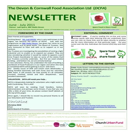DCFA June - July 2011 Newsletter
