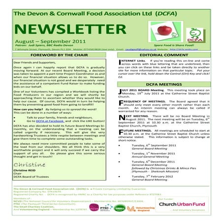 DCFA August - September 2011 Newsletter