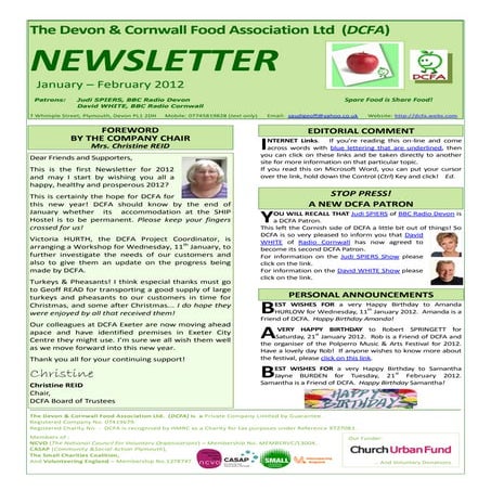 DCFA Jan - Feb 2012 Newsletter