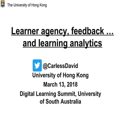 Learner agency, feedback and learning analytics