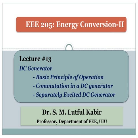 Energy Conversion-II -Separately Excited DC Generator