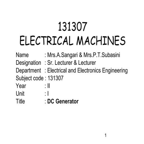 Dc generators  unit i