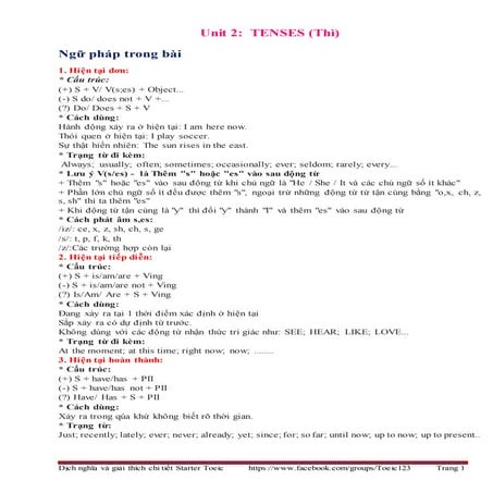 Dịch nghĩa và giải thích chi tiết starter toeic unit 2