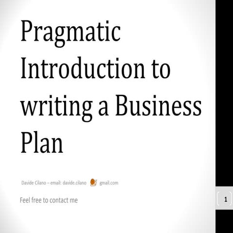 Pragmatic Introduction to writing a Business Plan