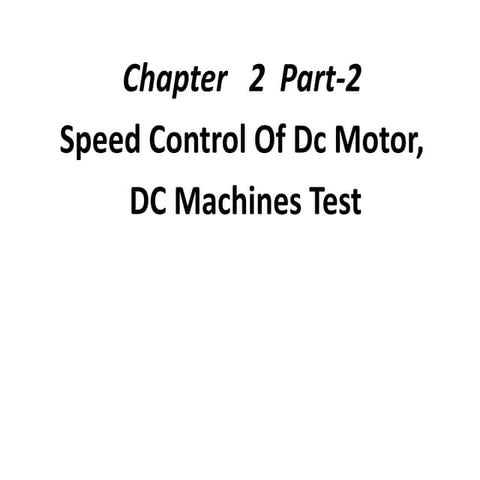 DC Electrical Machine Modeling and speed control