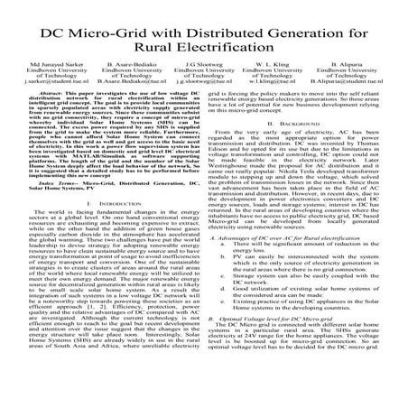 DC micro grid with distributed generation for rural electrification