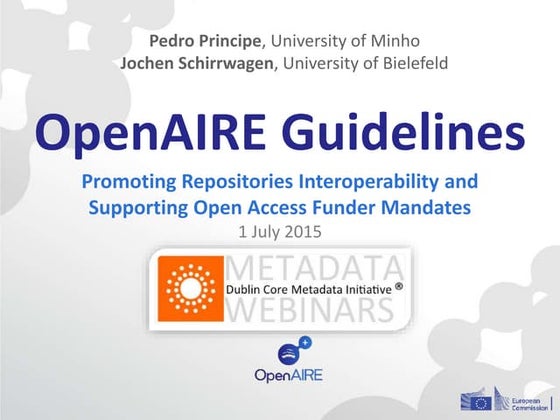 DCMI webinar - OpenAIRE Guidelines: Promoting Repositories Interoperability a...