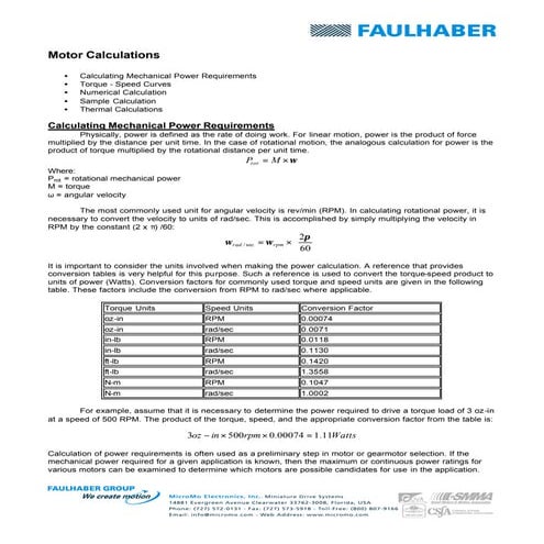 Dc motor calculations
