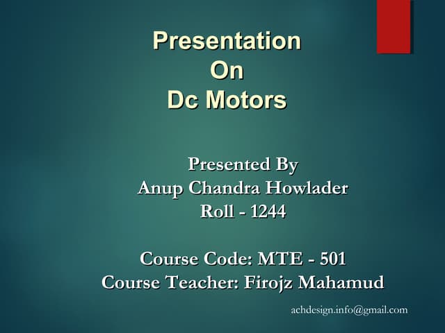 Presentation On Dc Motors