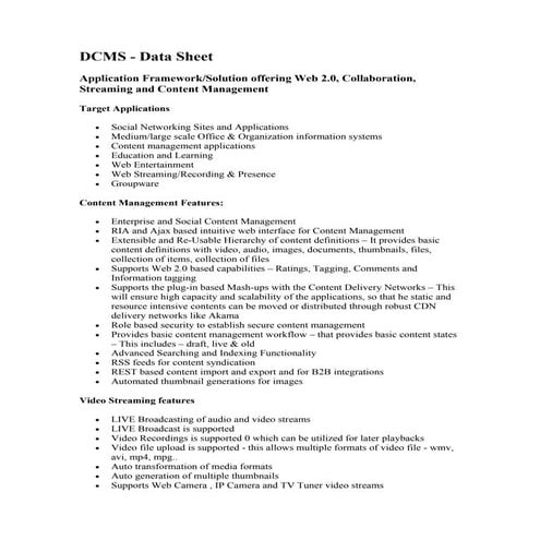 Dcms Datasheet V1