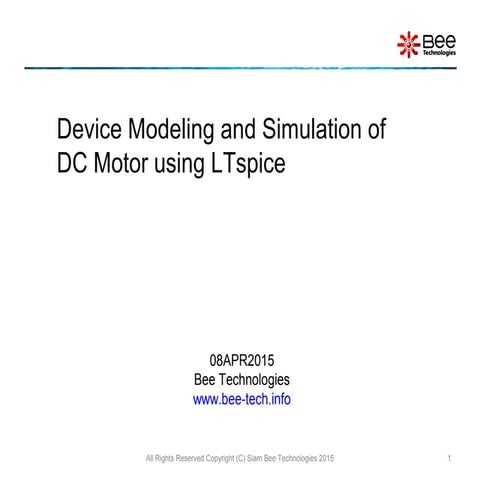 Device Modeling and Simulation of  DC Motor using LTspice