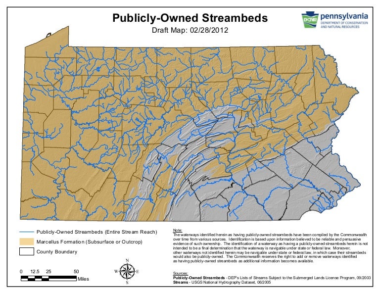 PA DCNR Map of Publiclyowned Streambeds