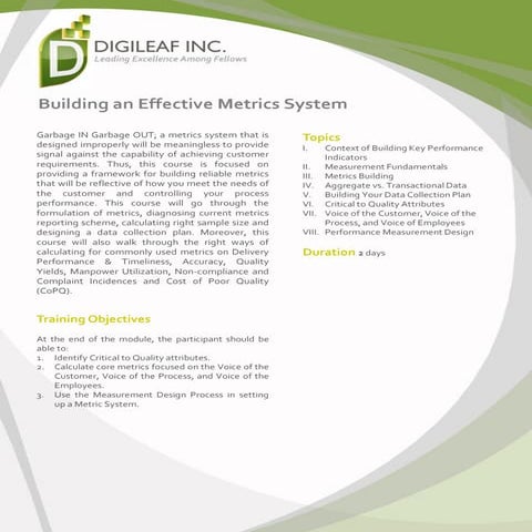 Building an Effective Metric System