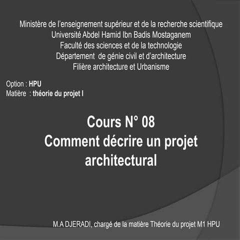 Décrire un projet