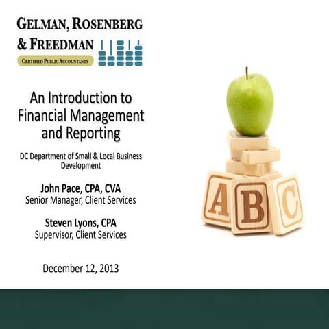 An Introduction to Financial Management and Reporting 