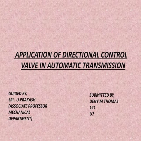 application of Direction control valve in automatic transmission
