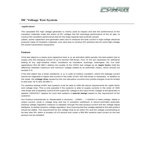 Dc Voltage Test System