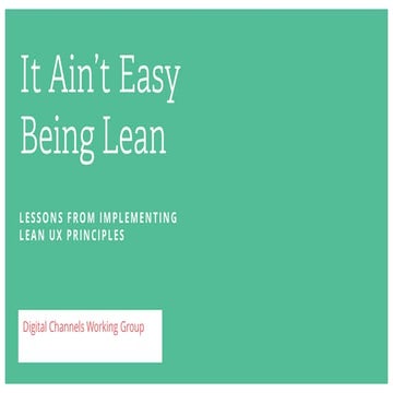 Learning to Be Lean (LDS.org Homepage Redesign Case Study)
