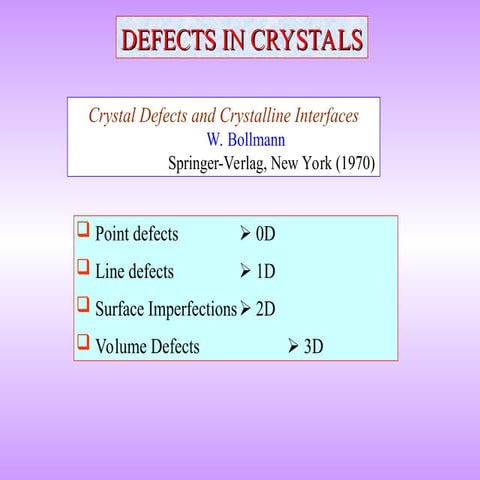 Comprehensive Overview of Defects in Crystals and Their Impact on ...