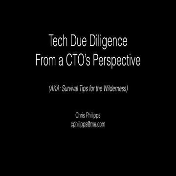Tech Due Diligence from CTO's perspective - Talk at code.talks commerce