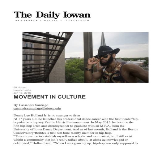 The Daily Iowan Movement in Culture