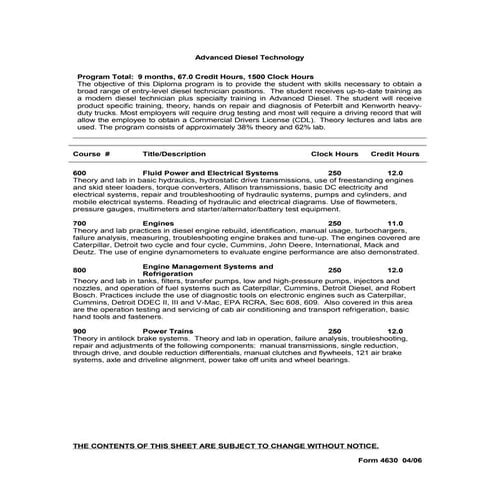 WyoTech Course Description | DOC