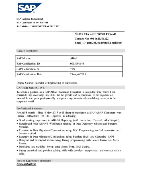 Resume - Namrata Pawar