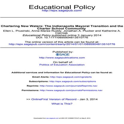 The Indianapolis Mayoral Transition and the Charter School Community