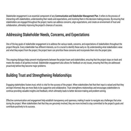 Stakeholder Engagement Plan: A Blueprint for Effective Collaboration | PDF