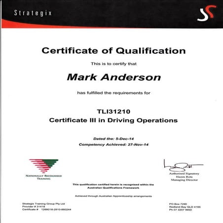 Cert 3 Transport 12-2014 | PDF
