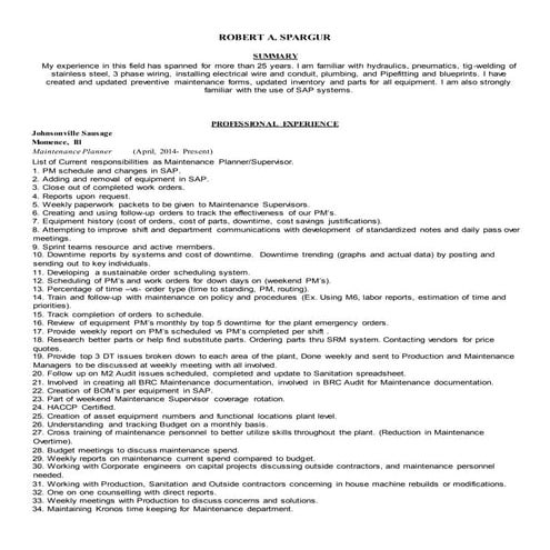 Robert Spargur Resume 1