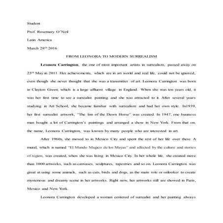 FROM LEONORA TO MODERN SURREALISM