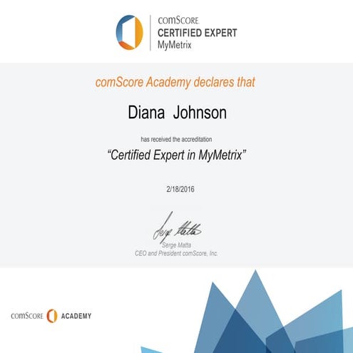 ComScore Certification - Diana Johnson | PDF